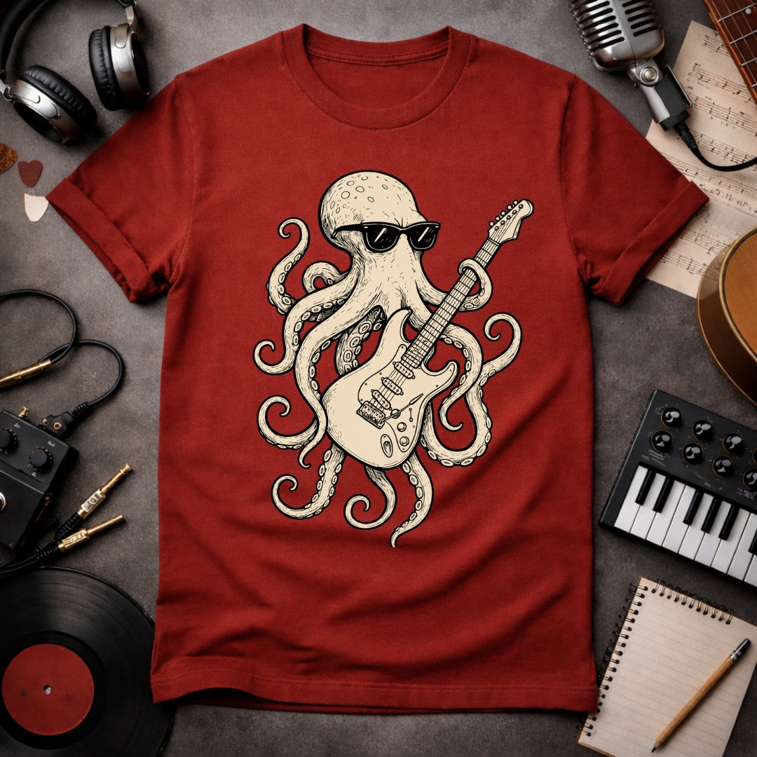 Octopus Guitarist T-shirt For Guitar Lovers